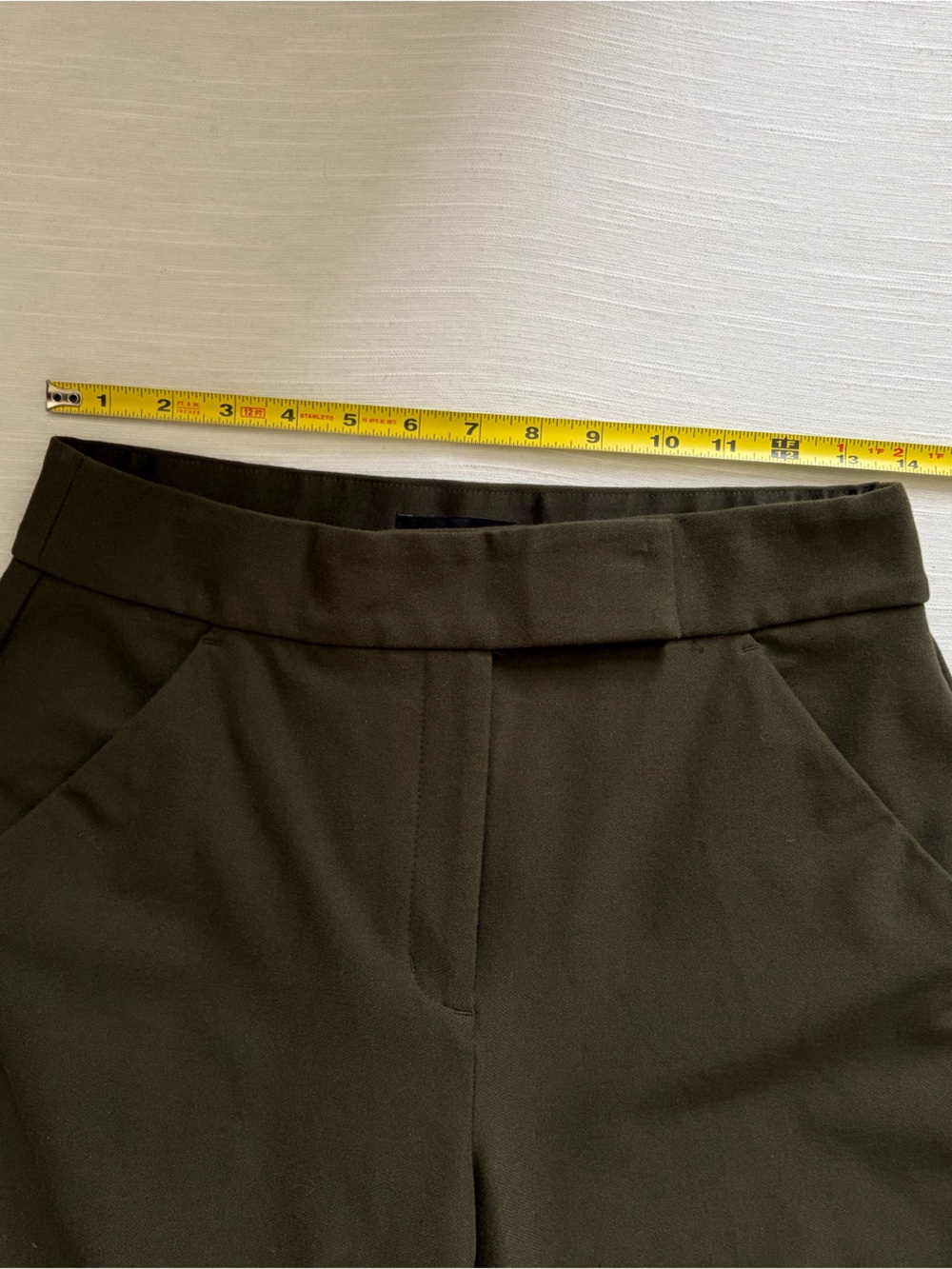 Express Flare Leg High-Waist Pants in Olive Green sz 8 SHORT - Picture 4 of 10